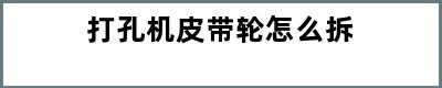 打孔机皮带轮怎么拆