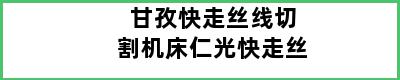 甘孜快走丝线切割机床仁光快走丝